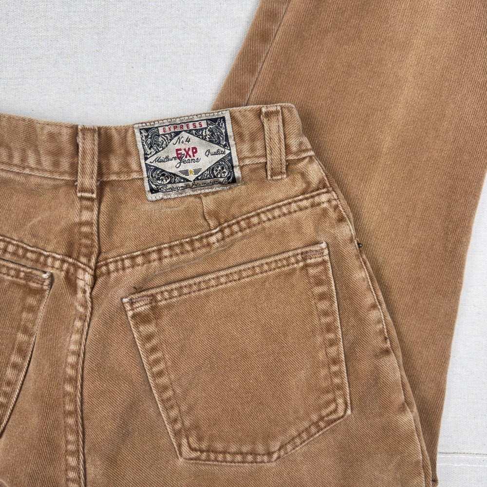 Vtg Late 80s Express High Waist Caramel‎ Brushed Denim Jeans Women's 5/6 Brown